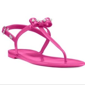 Stuart Weitzman PEARLSTUD BOW JELLY in Hot Pink—NWT